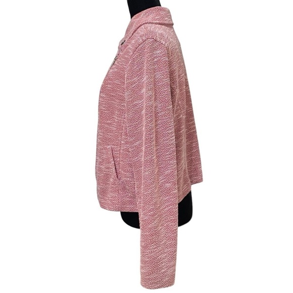 Eloquii Red White Tweed Knit Moto Jacket Size 14/16 Cropped Asymmetrical Zip - Picture 5 of 10